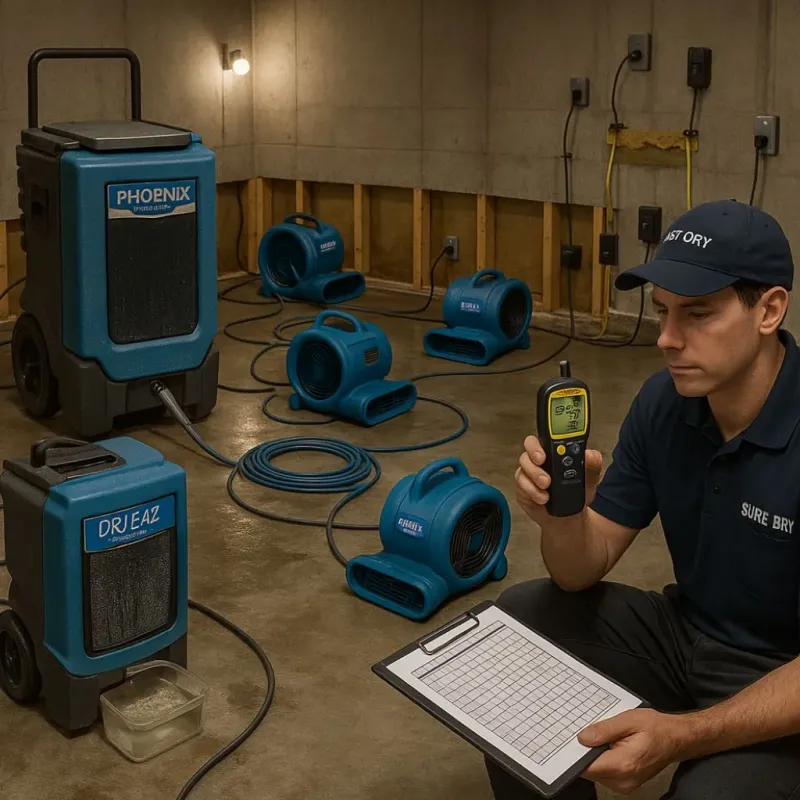 Structural Drying and Dehumidification process in Loma Rica, CA